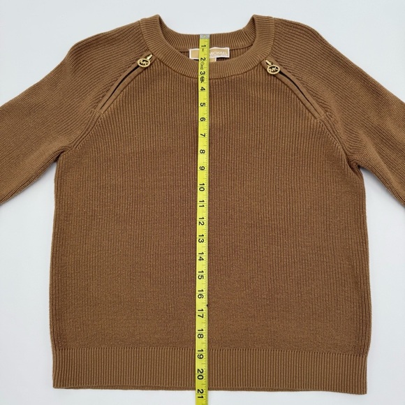 NWT Michael Kors Women’s Classic Cropped Sweater Double Zippers Dark Camel Small - Picture 13 of 14